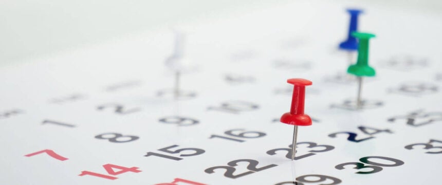 Calendar with pins on dates