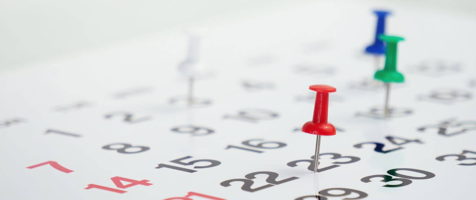 Calendar with pins on dates