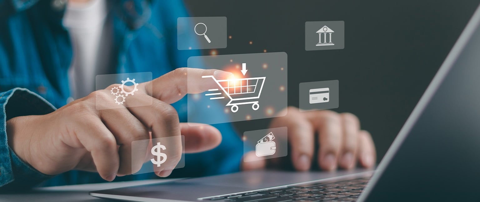 gentleman adding items to his cart online