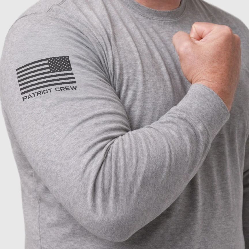 patriot crew flag on long sleeve shirt